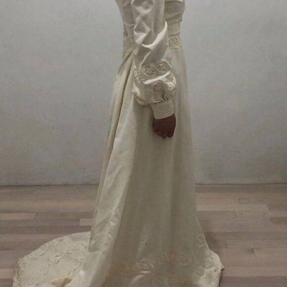 Vintage Wedding Dress Size Medium Edwardian Style White - Picture 3 of 7